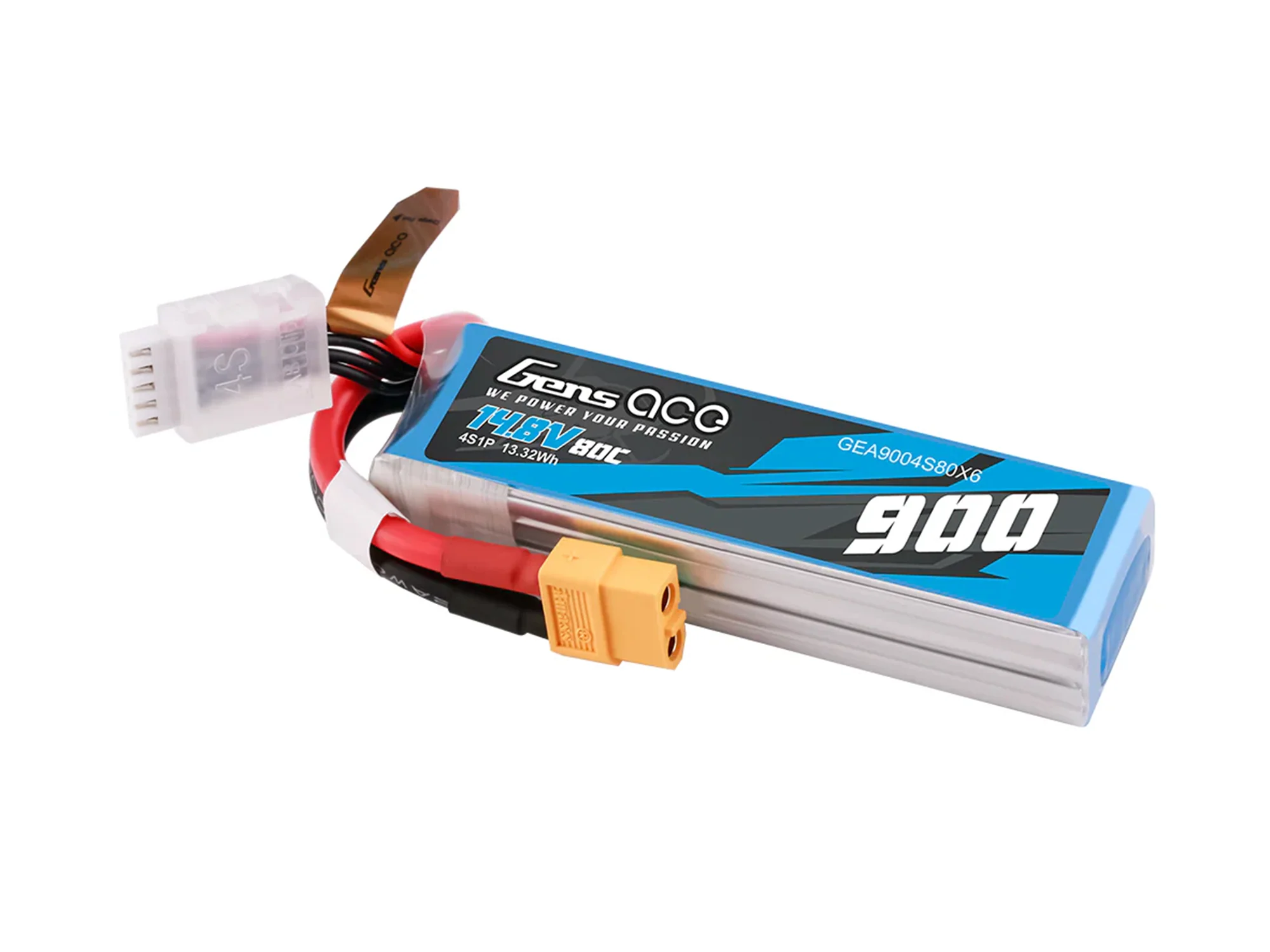 Gens Ace Li-Po 4S 14.8V 900mAh 80C with XT60 G4S0900-80X6 - Image 3