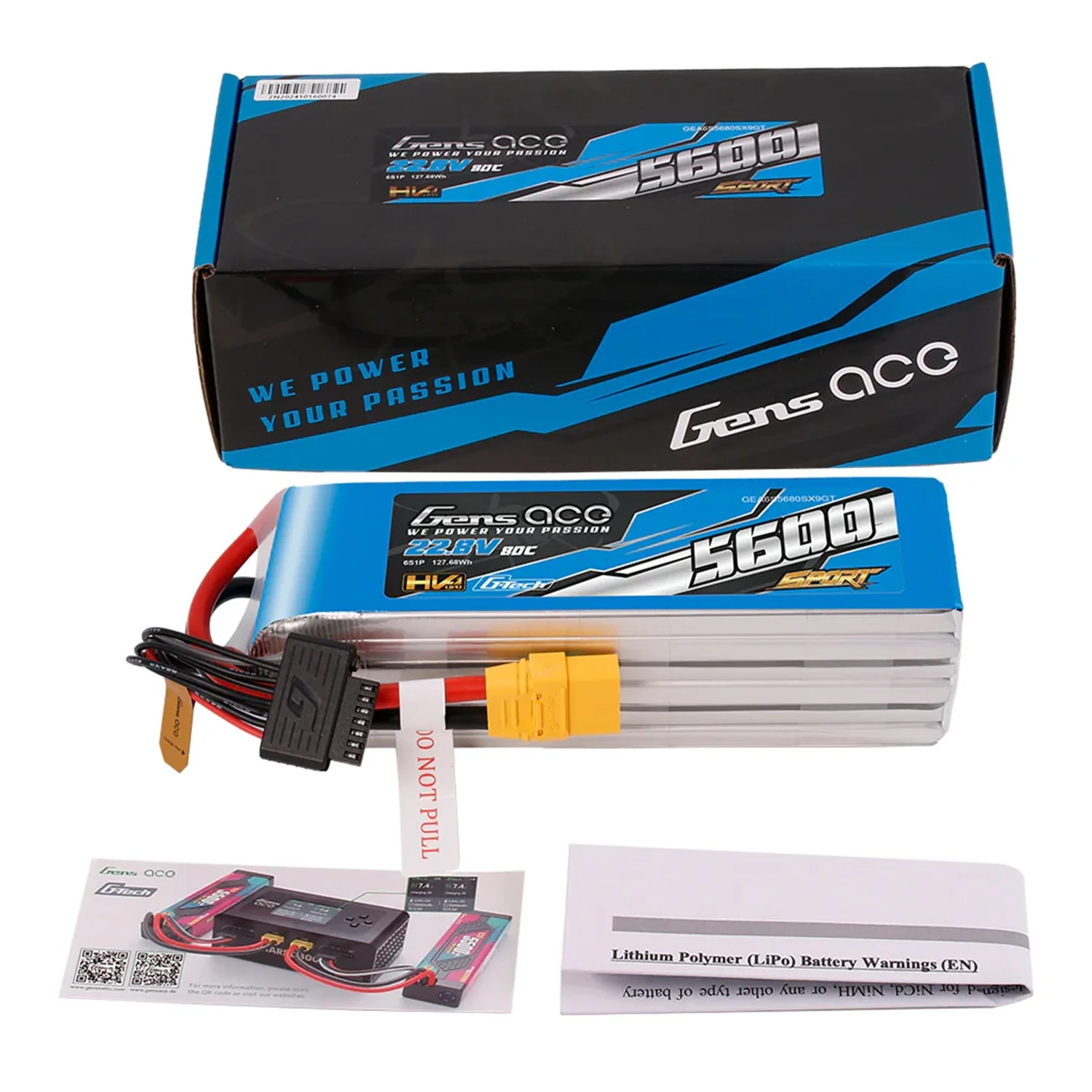 Gens Ace Li-Po G-Tech SPORT HV 6S 22.2V 5600mAh 80C with XT90 GT6H5600-80X9S - Image 5